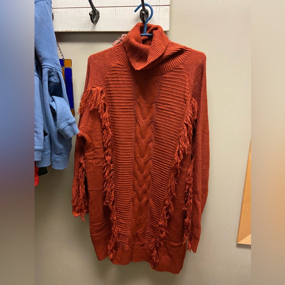 Sweater dress with cute fringe